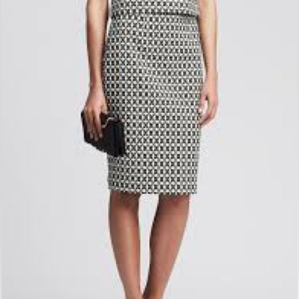 Banana Republic Women Sz 0 Geo-Print Pencil Skirt Lined Career Cocktail